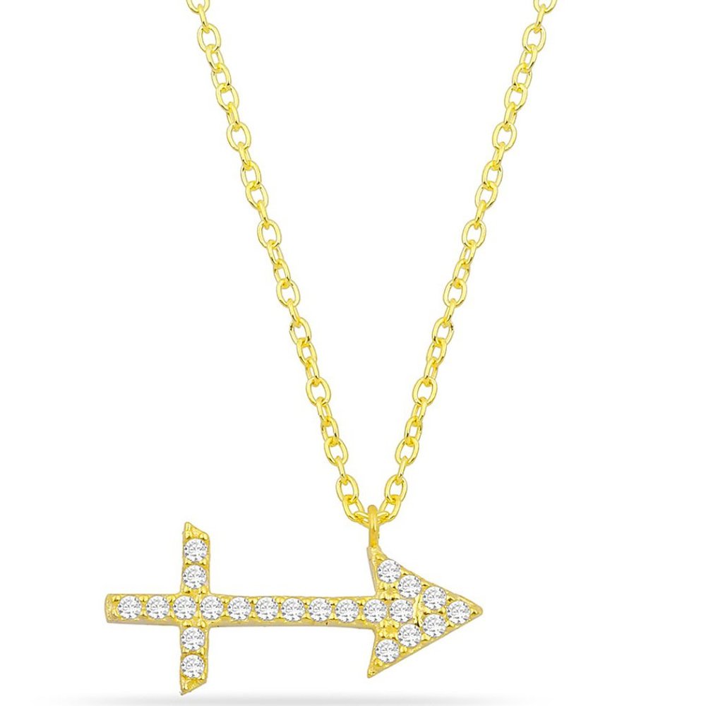 14k Gold Vermeil Sagittarius Zodiac CZ Necklace